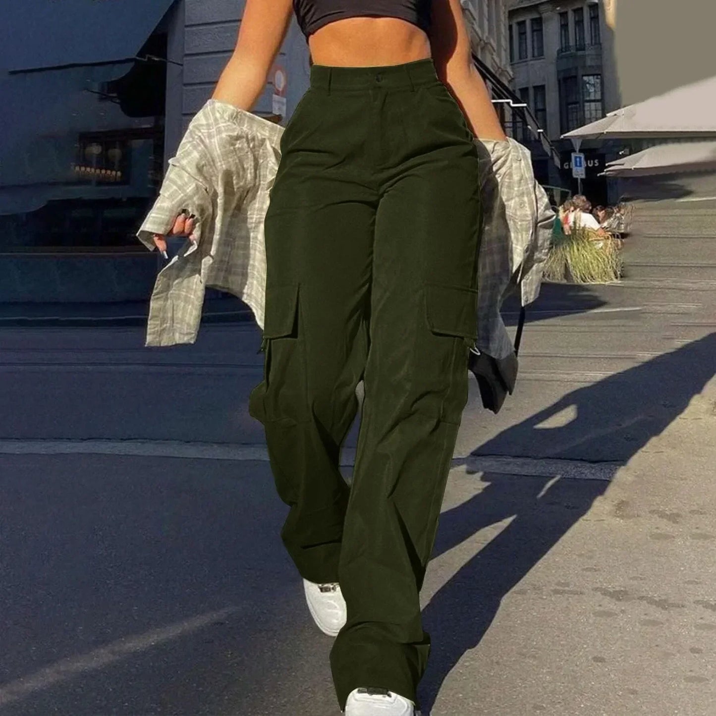 Hoge Taille Cargo Broek voor Dames