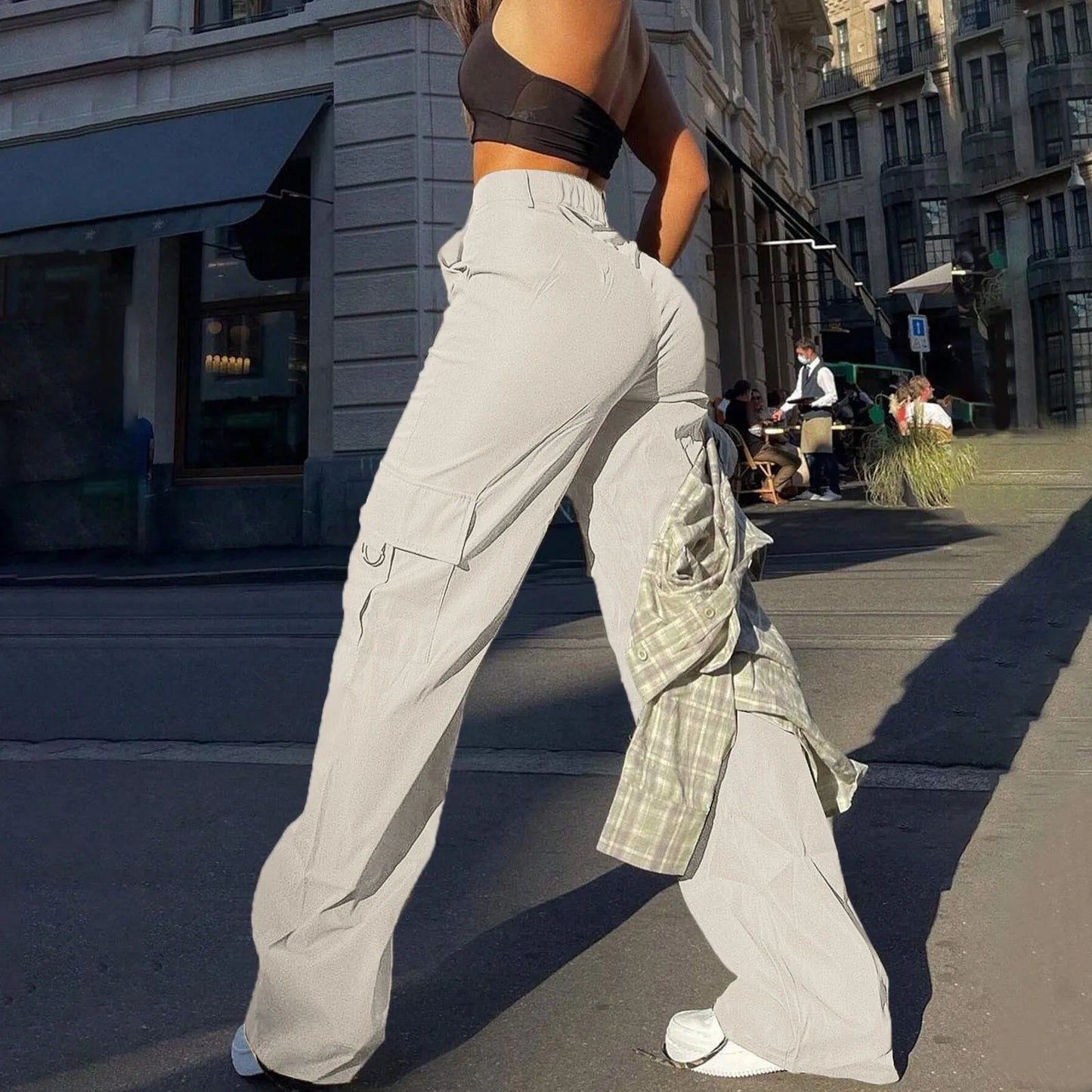 Hoge Taille Cargo Broek voor Dames